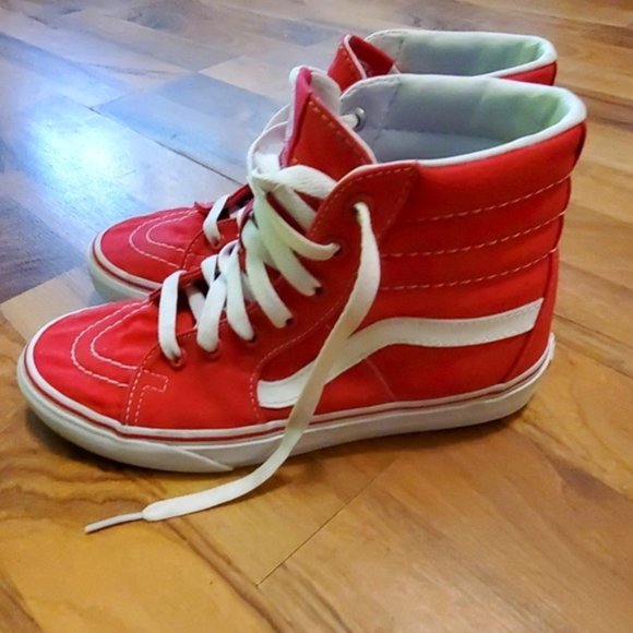 vans red high tops womens